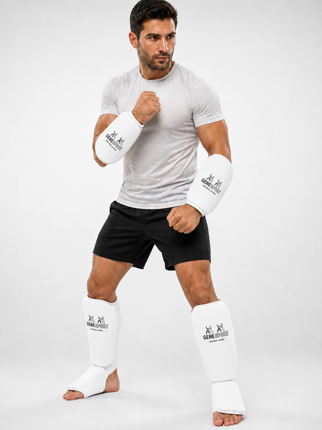 Shin & Instep Guards for Karate, Taekwondo, MMA, Muay Thai & Kickboxing – Elastic Slip-On Tibia Guards with Impact-Absorbing Foam Padding