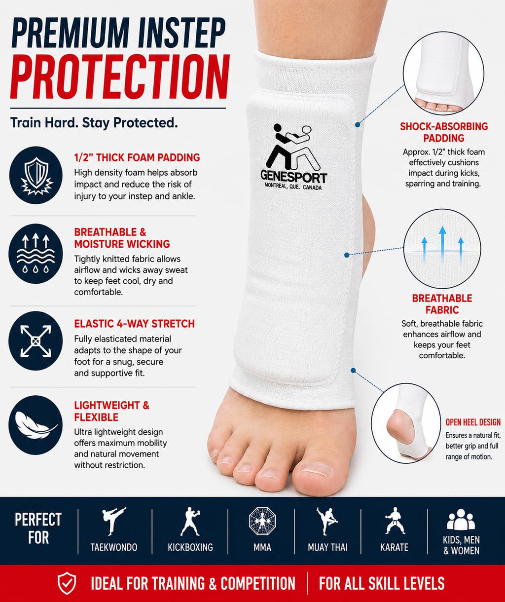 Instep Foot Protector – Elastic Padded  Shock-Absorbing Ankle & Forefoot Support - Pair