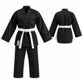 Karate Gi Uniform – Lightweight Training Suit with Belt - Black Top/Pants