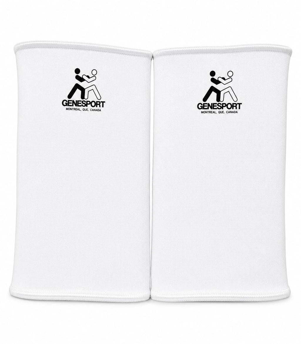 Knee Elastic Compression Support – Slip-On Protective Knee Sleeves  - White - Pair