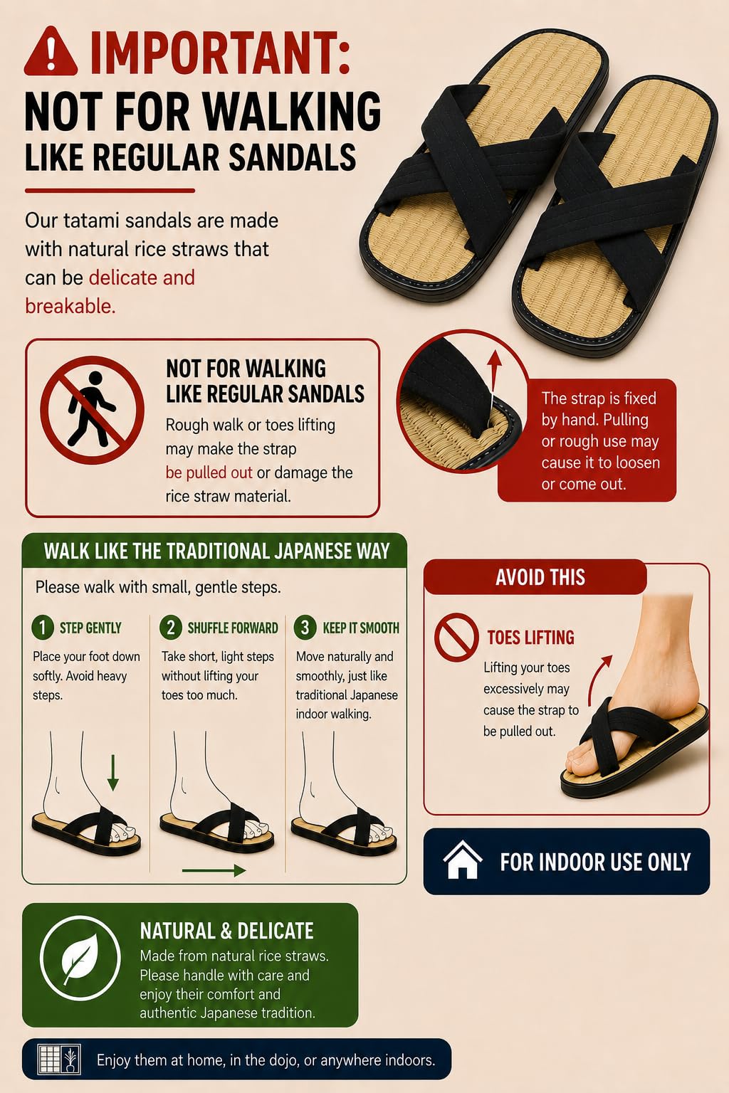 Tatami Rice-Straw Dojo Martial Arts Sandals | Traditional Japanese Zori Slippers