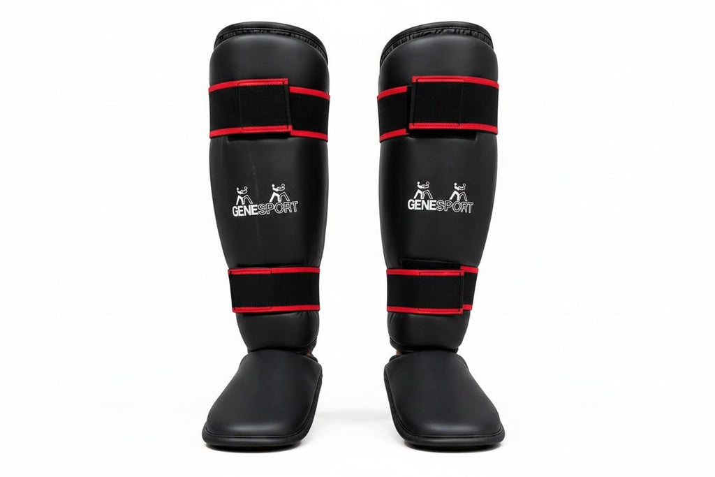 Shin & Instep Guards Vinyl - Lightweight Padded Leg Protection Gear - Pair
