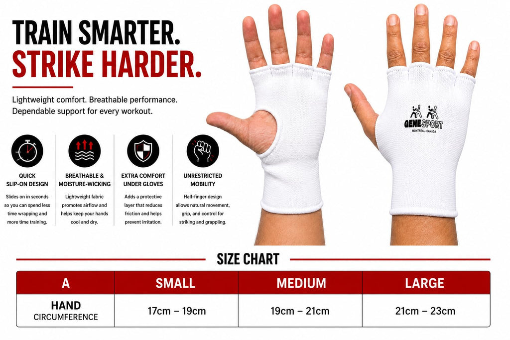 Boxing Inner Gloves – Half Finger Slip-On Compression Gloves - Pair