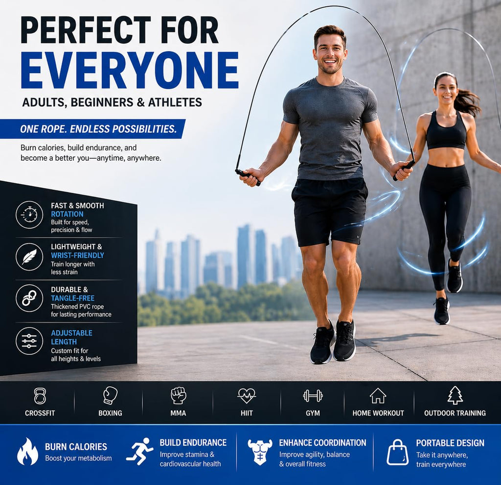 Speed Jump Rope – Adjustable PVC Skipping Rope with Ergonomic Handles, Tangle-Free Fitness Jump Rope for Cardio, CrossFit, Boxing, HIIT & Home Workouts
