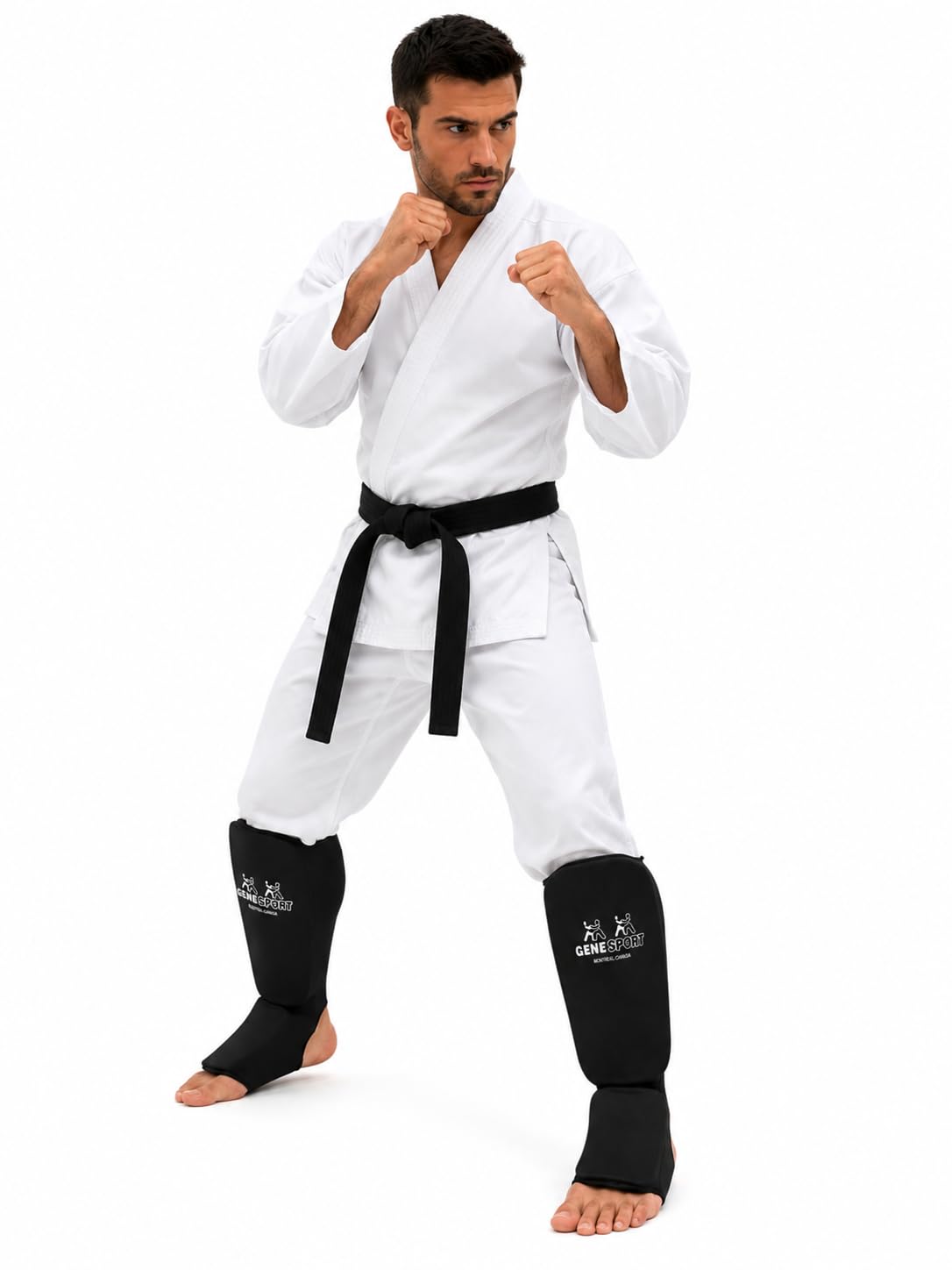 Shin & Instep Guards for Karate, Taekwondo, MMA, Muay Thai & Kickboxing – Elastic Slip-On Tibia Guards with Impact-Absorbing Foam Padding