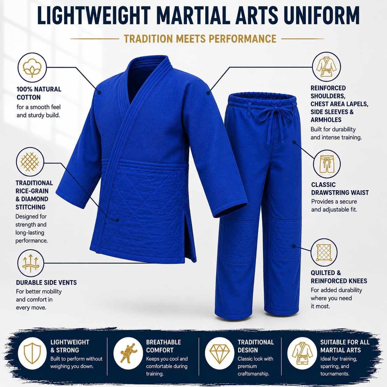 Judo Single Weave Judo Gi Uniform - 100% Cotton