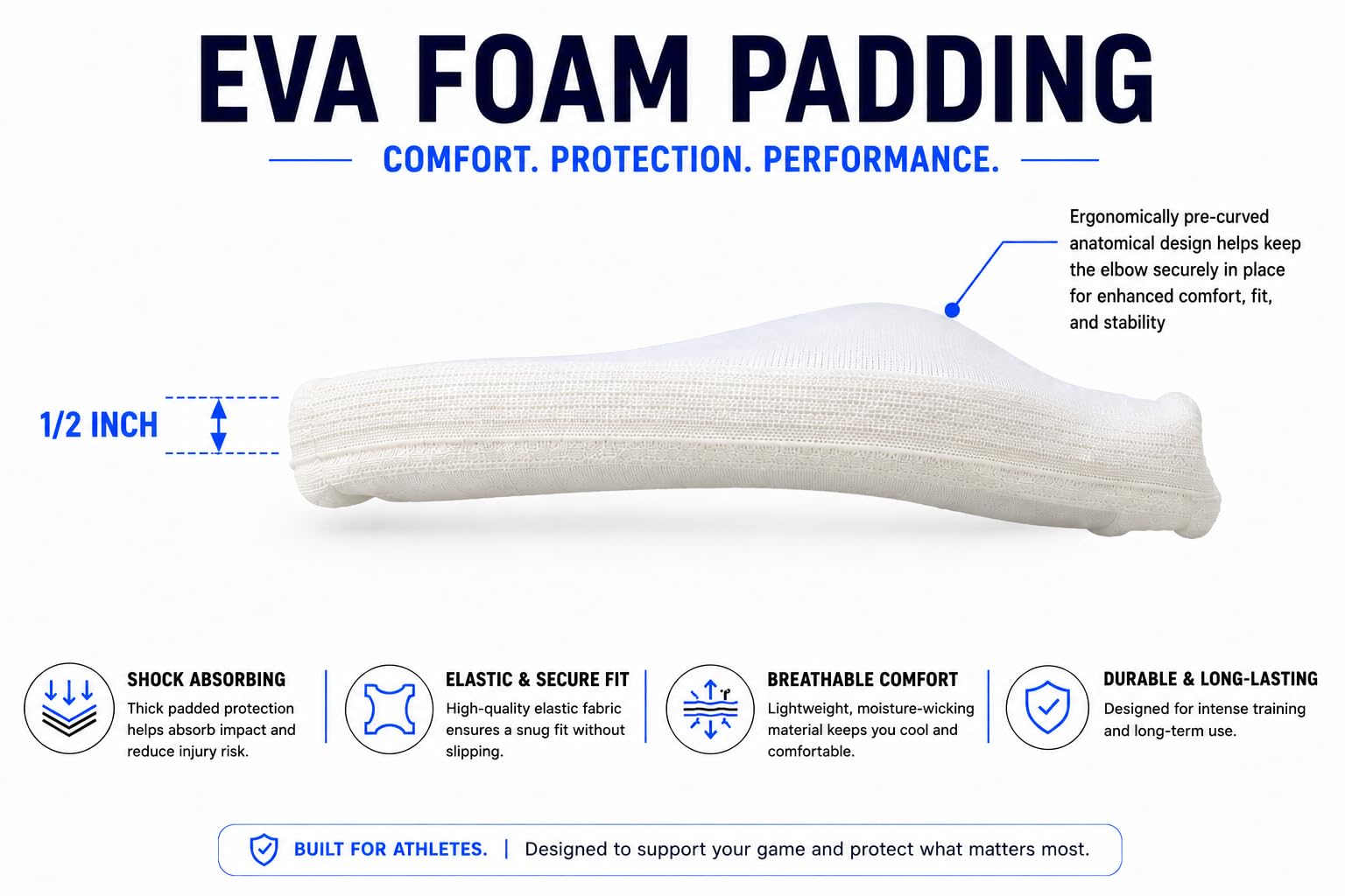 Elasticated Elbow Pads - Shock Absorbing Elbow Protection - Medium Pair
