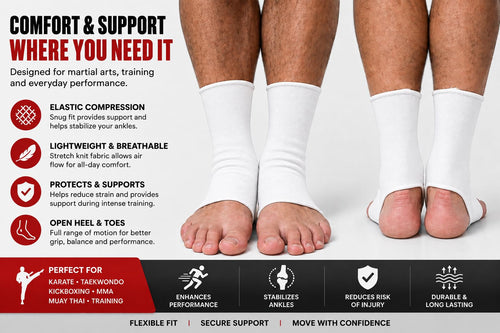 Ankle Support Sleeves – Elastic Compression Ankle Brace, Open Heel & Toe Design - Pair