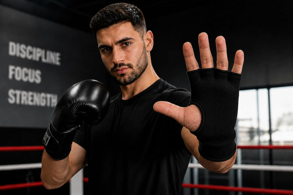 Boxing Inner Gloves – Half Finger Slip-On Compression Gloves - Pair