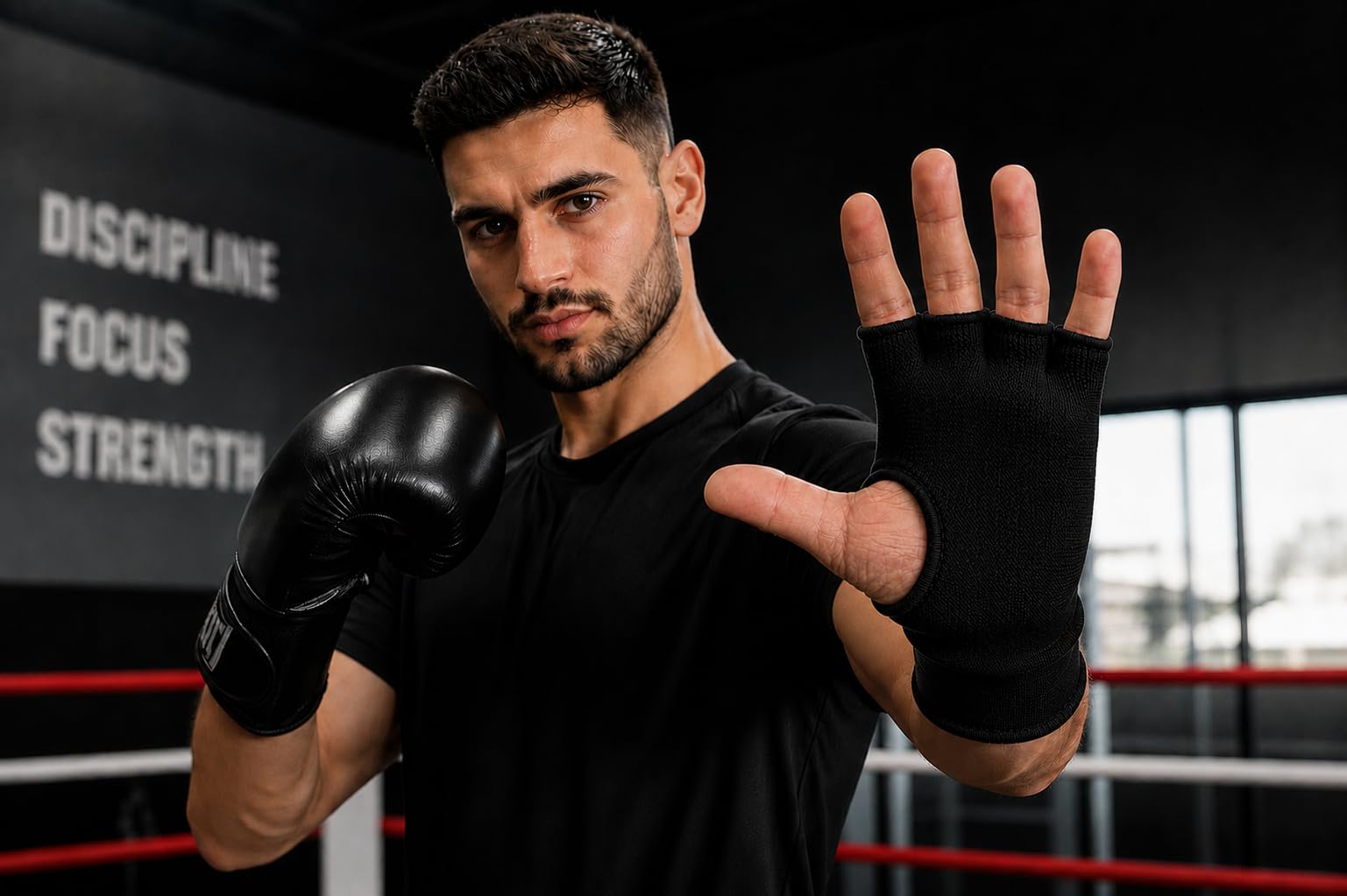 Boxing Inner Gloves – Half Finger Slip-On Compression Gloves - Pair