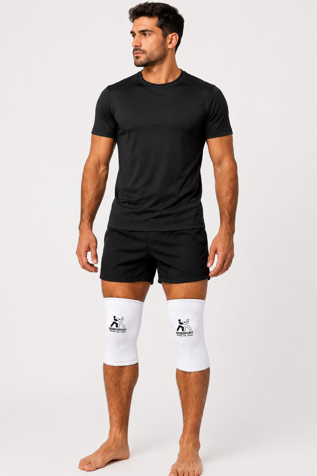 Knee Elastic Compression Support – Slip-On Protective Knee Sleeves  - White - Pair