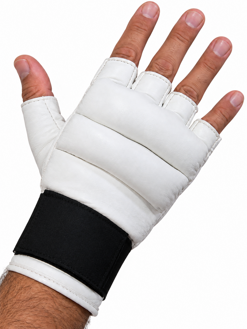 Kyokushin Karate Gloves – Leather Fingerless Full-Contact Sparring Gloves with Padded Knuckles & Wrist Support - Pair