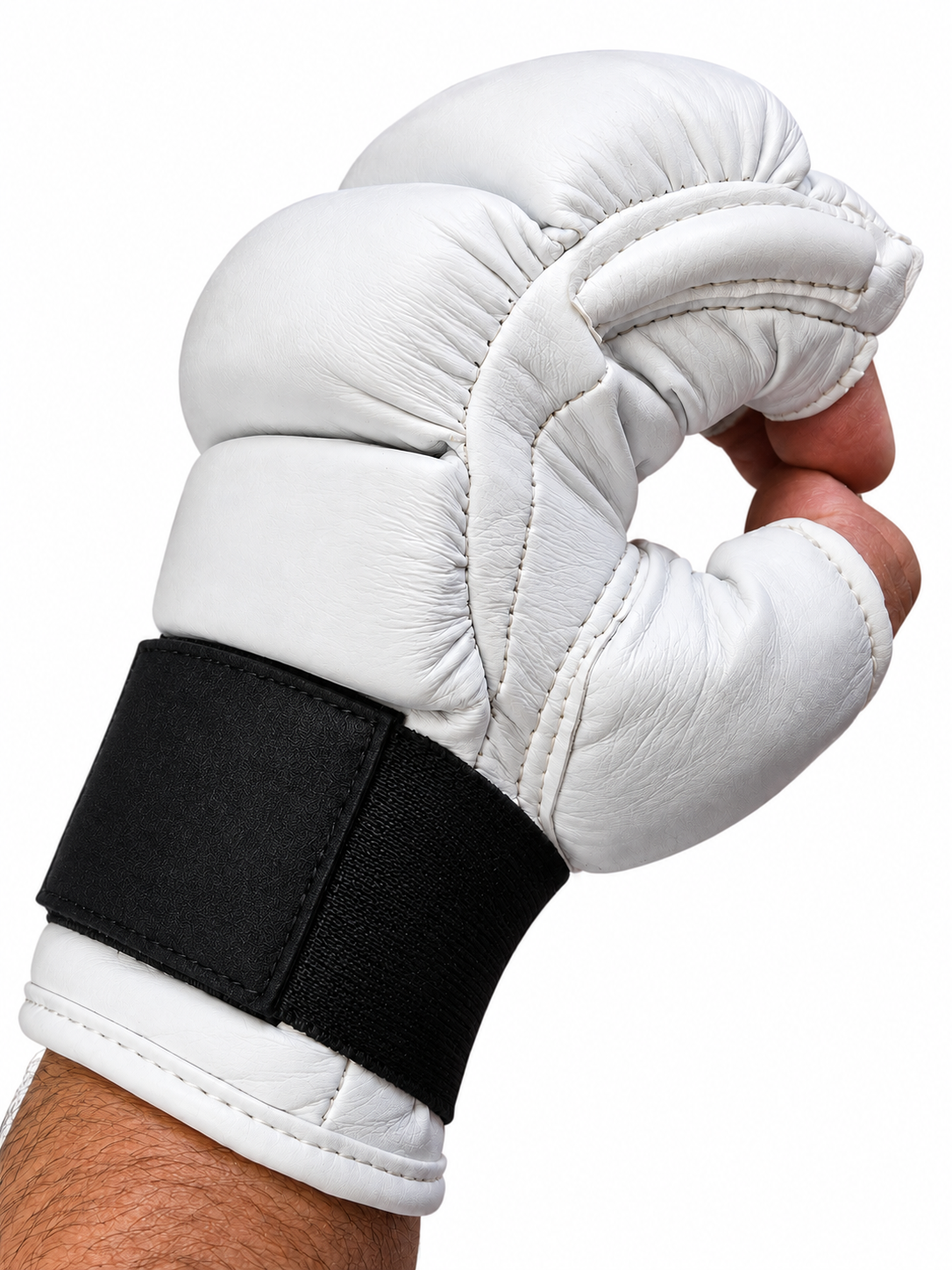 Kyokushin Karate Gloves – Leather Fingerless Full-Contact Sparring Gloves with Padded Knuckles & Wrist Support - Pair