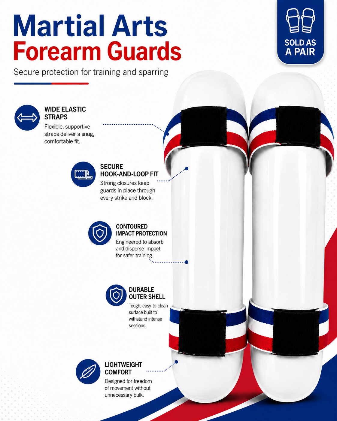 Traditional Martial Arts Shin Guards – Padded Protective Guards with Adjustable Straps - Pair