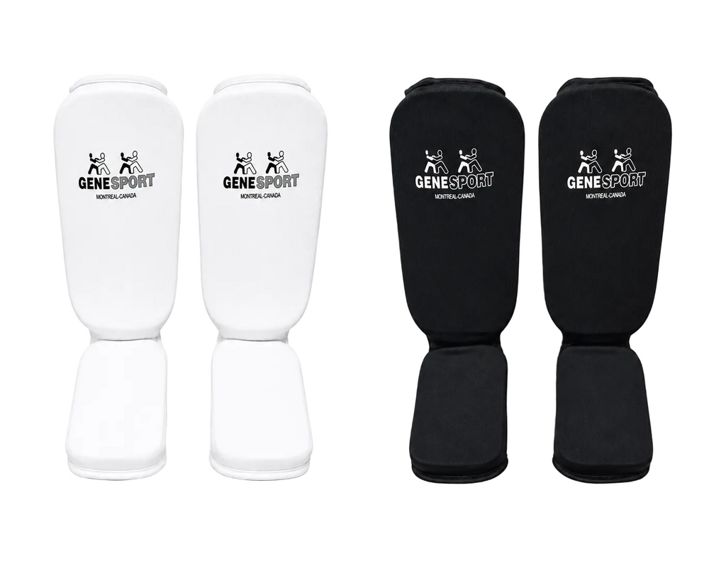 Shin & Instep Guards for Karate, Taekwondo, MMA, Muay Thai & Kickboxing – Elastic Slip-On Tibia Guards with Impact-Absorbing Foam Padding