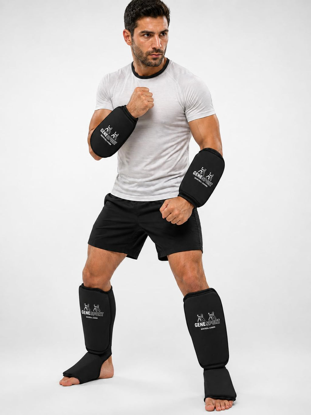 Shin & Instep Guards for Karate, Taekwondo, MMA, Muay Thai & Kickboxing – Elastic Slip-On Tibia Guards with Impact-Absorbing Foam Padding