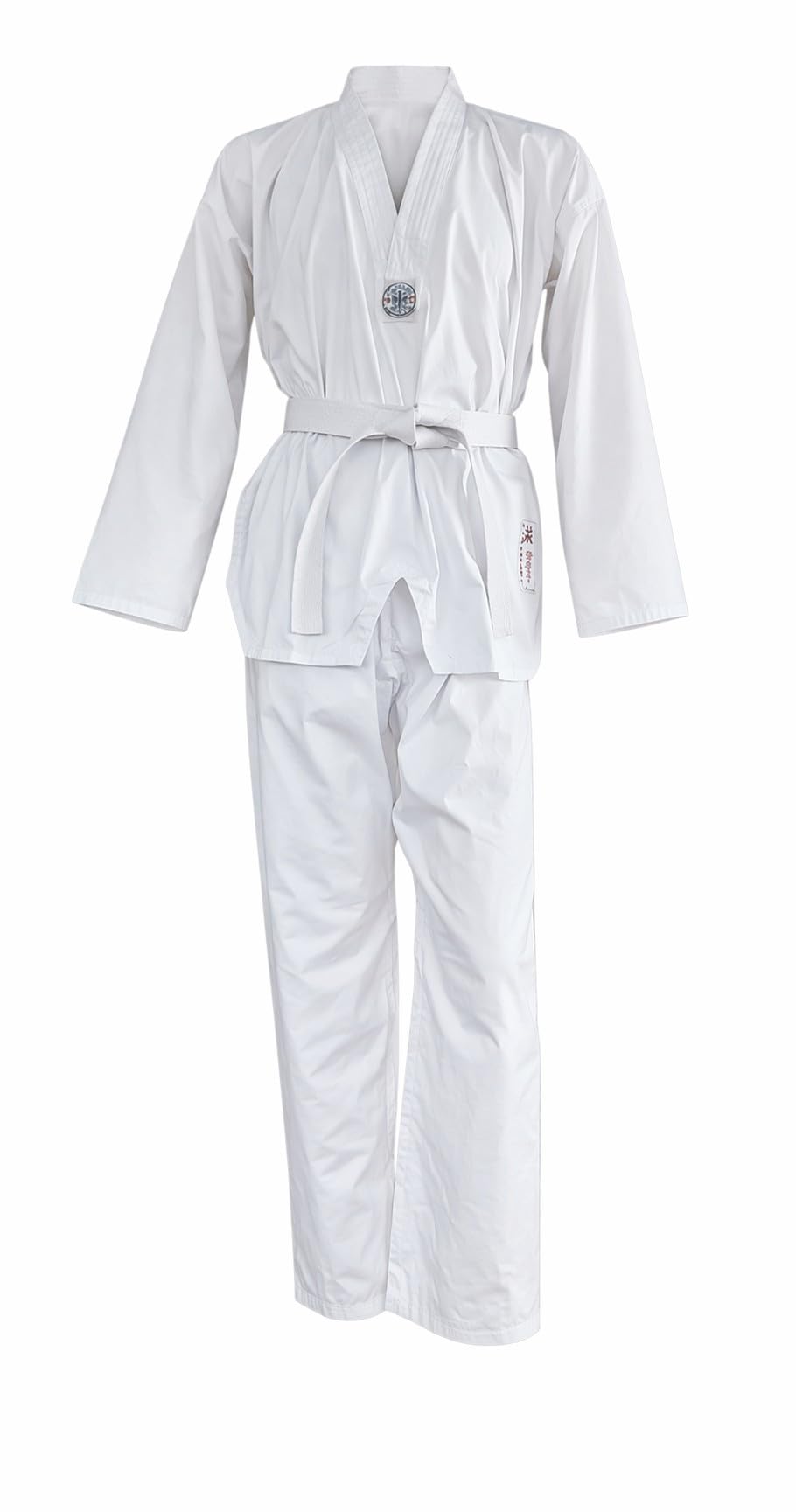 Taekwondo Uniform with Belt – Lightweight Classic Dobok White Collar V-Neck