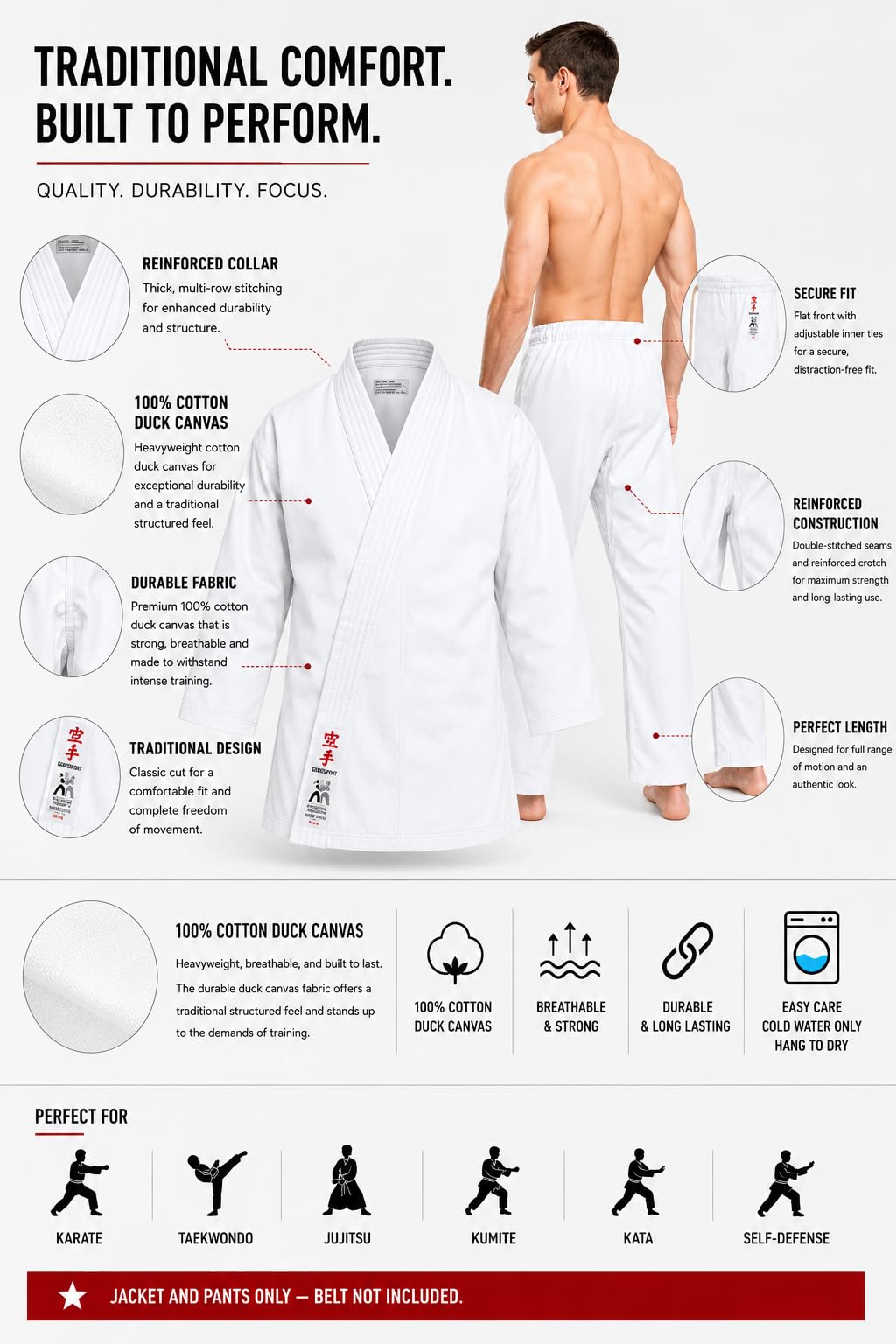 High Quality Karate Gi Uniform – 100% Cotton Duck Canvas
