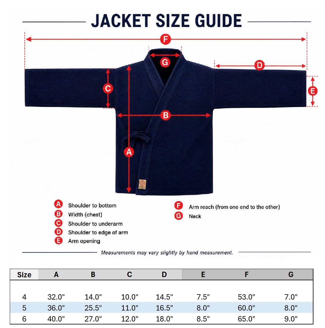 Aikido Kendo Gi Jacket – 100% Cotton Rice-Grain Weave - Navy