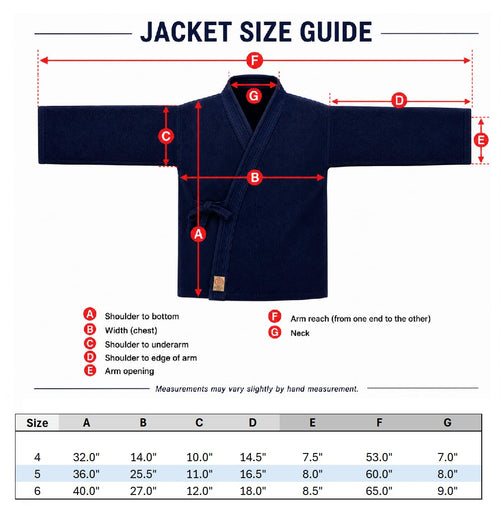 Aikido Kendo Gi Jacket – 100% Cotton Rice-Grain Weave - Navy