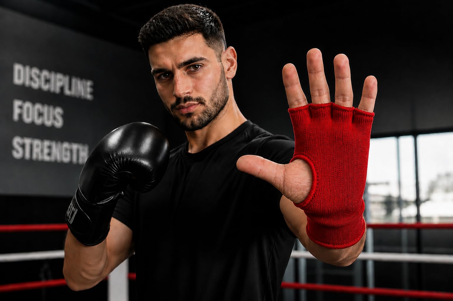 Boxing Inner Gloves – Half Finger Slip-On Compression Gloves - Pair