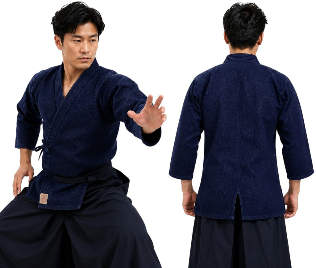 Aikido Kendo Gi Jacket – 100% Cotton Rice-Grain Weave - Navy