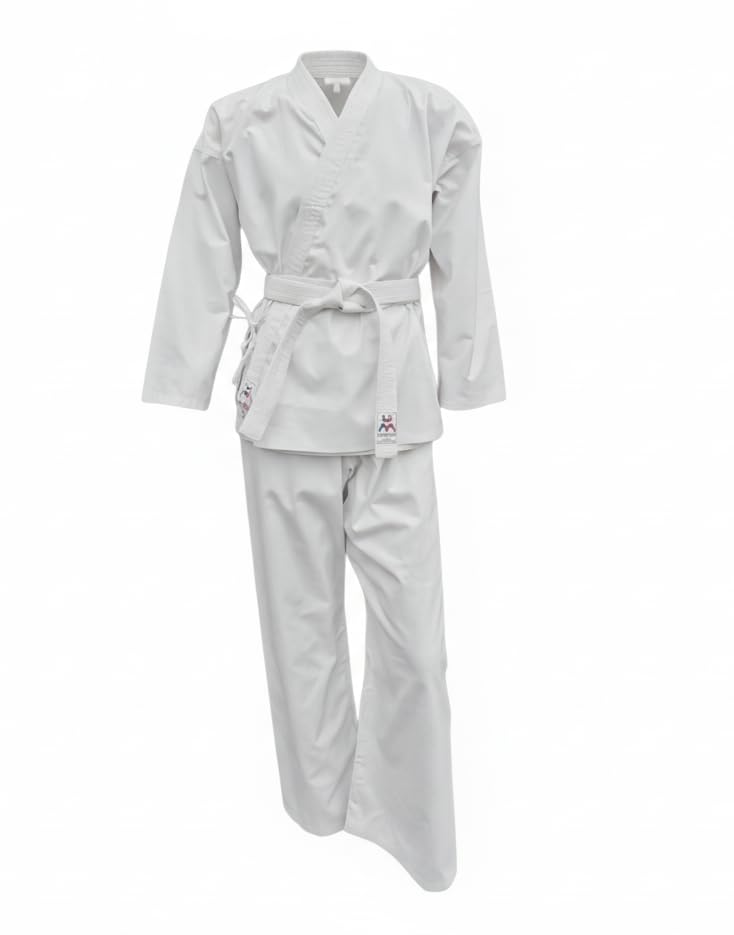 Karate Gi Uniform – Lightweight Training Suit with Belt - White Top/Pants