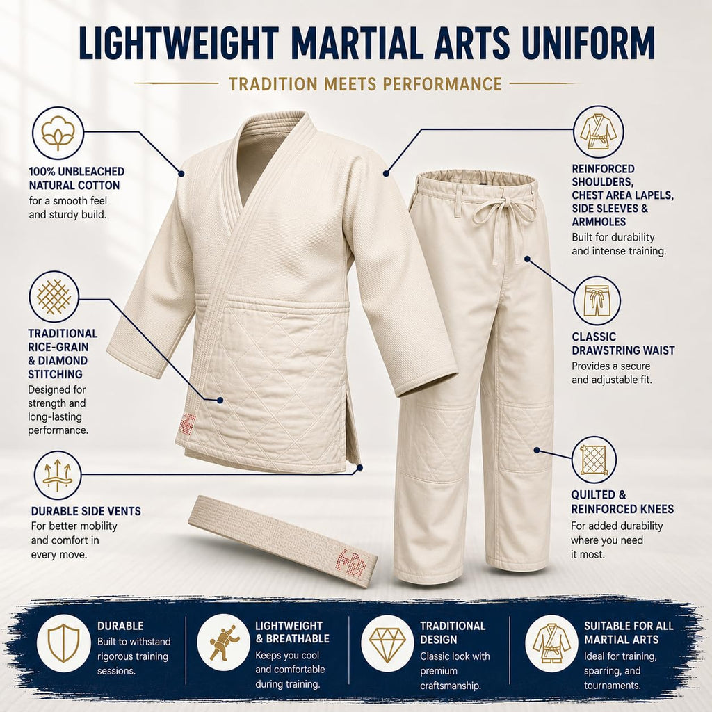 Lightweight Judo Gi for Adults & Kids – 100% Unbleached Cotton