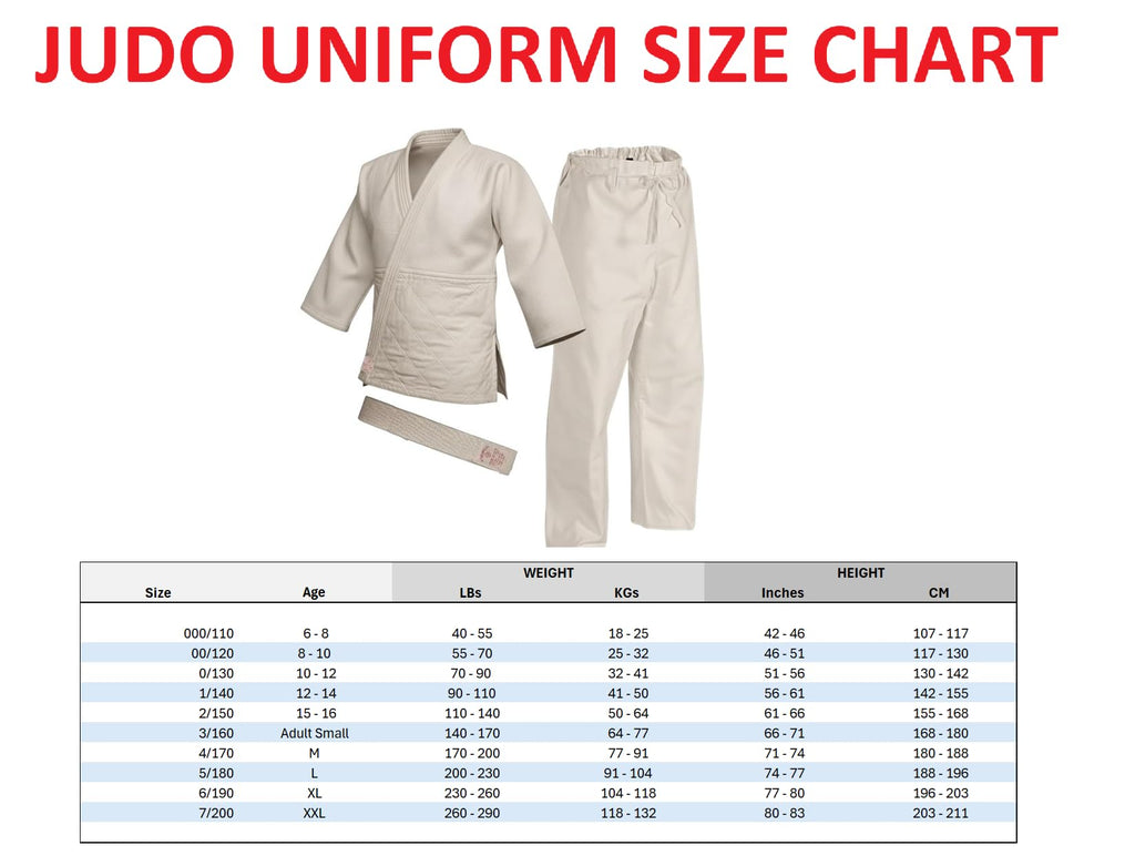Lightweight Judo Gi for Adults & Kids – 100% Unbleached Cotton