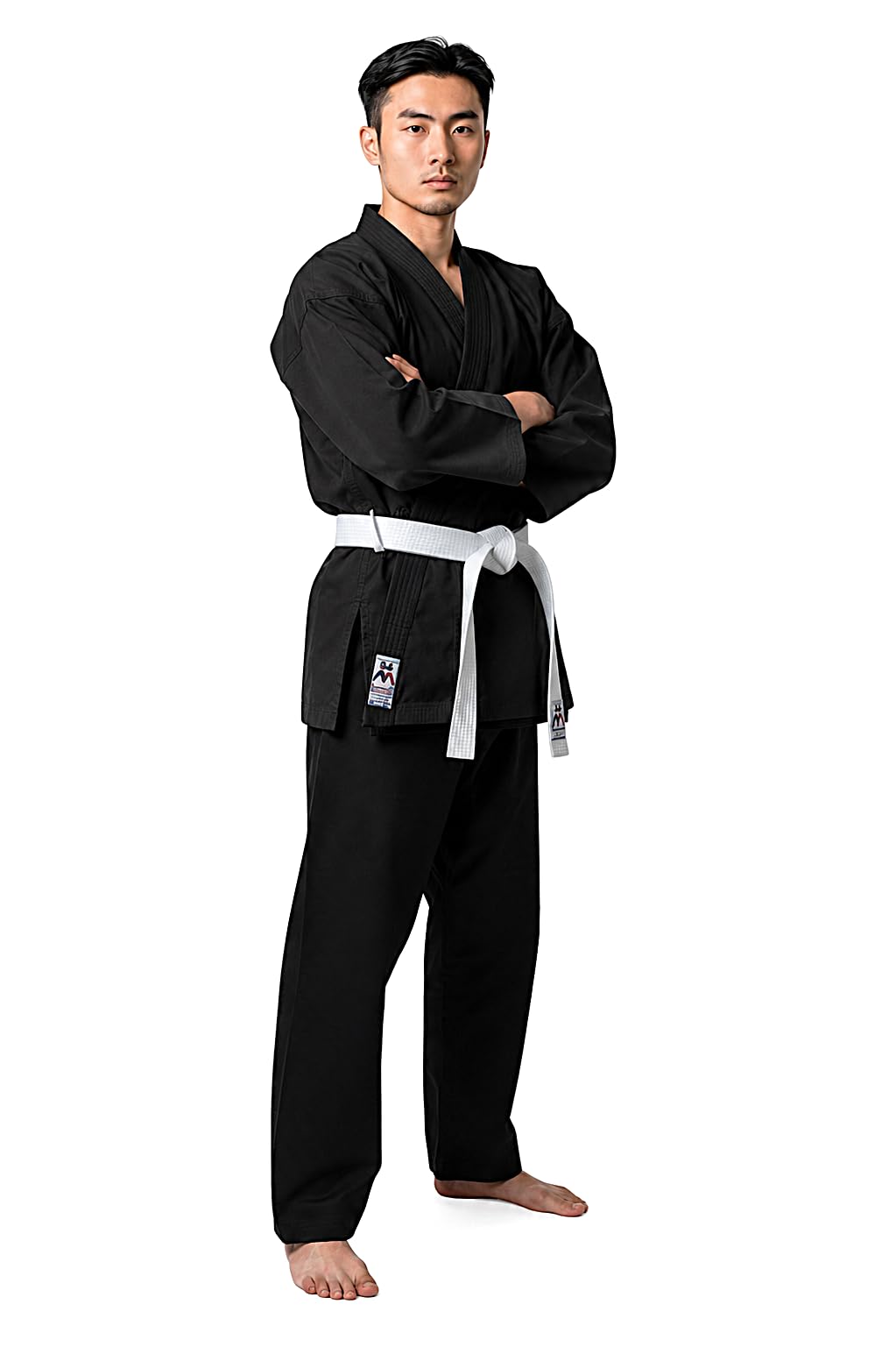 Karate Gi Uniform – Lightweight Training Suit with Belt - Black Top/Pants