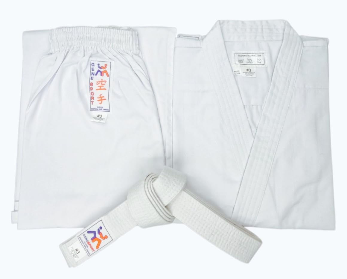 Karate Gi Uniform – Lightweight Training Suit with Belt - White Top/Pants