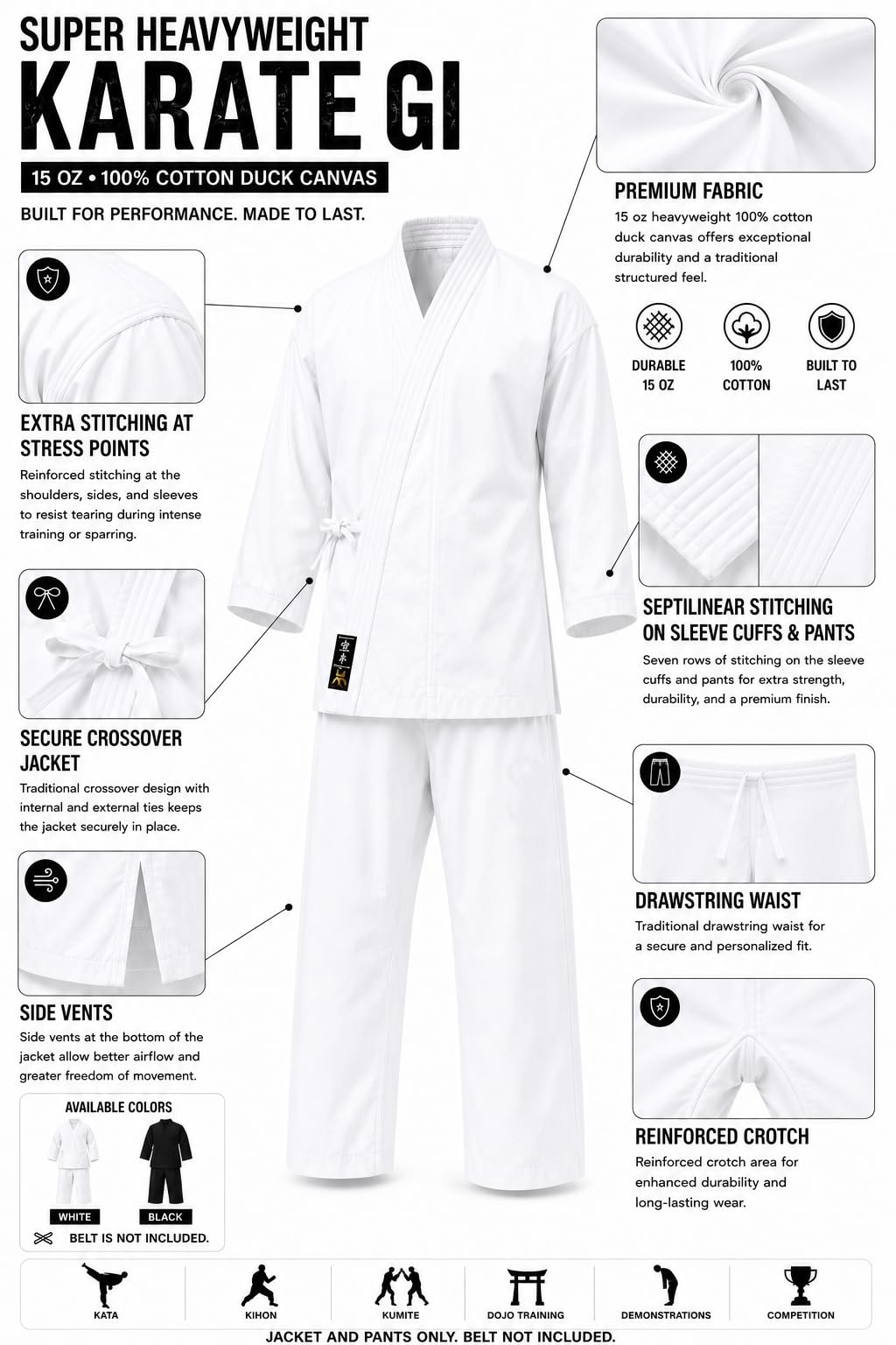 Heavyweight Karate Gi Uniform – 12 oz 100% Cotton