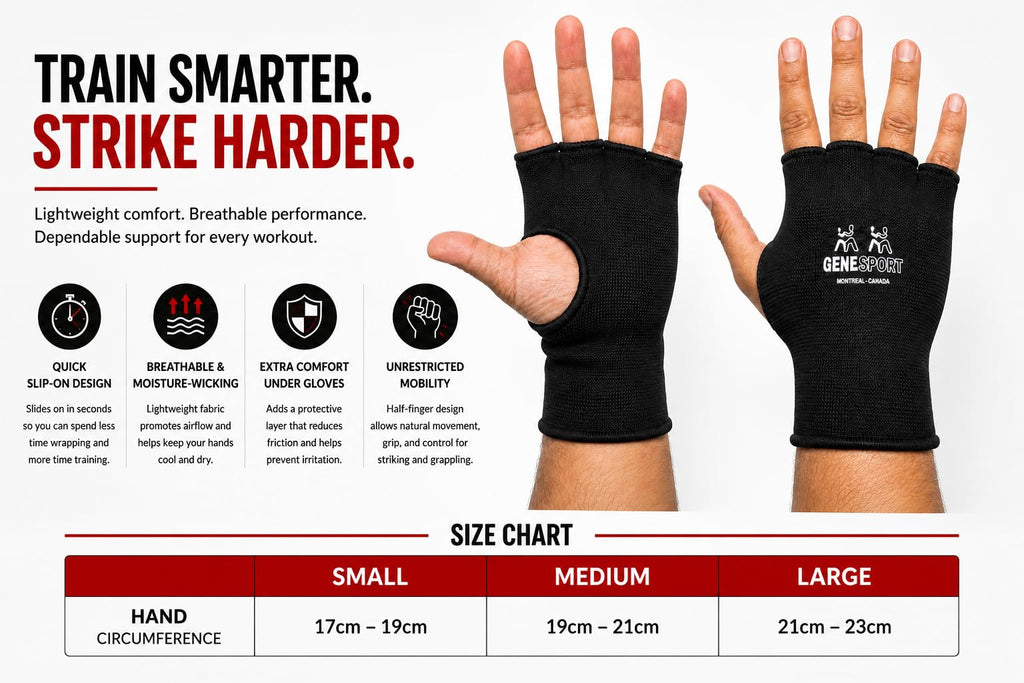 Boxing Inner Gloves – Half Finger Slip-On Compression Gloves - Pair