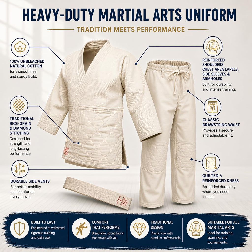 HEAVY-DUTY Judo Gi – 100% Unbleached Cotton