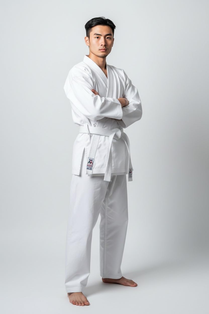 Karate Gi Uniform EXTRA FIT – Lightweight Training Suit with Belt - White Top/Pants
