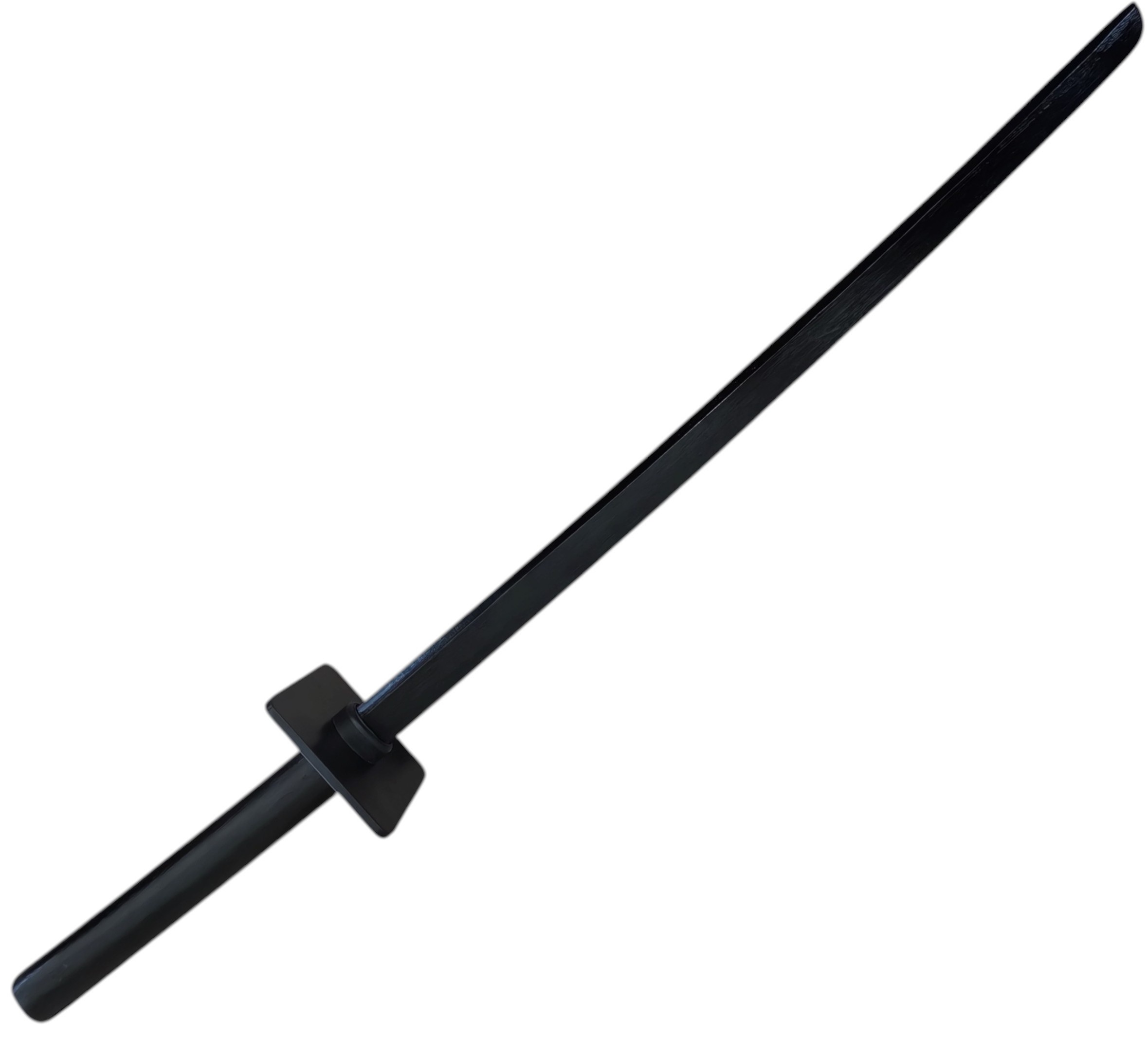 34" Wooden Bokken – Ninja Martial Arts Training Sword with Square Tsuba, Black Finish