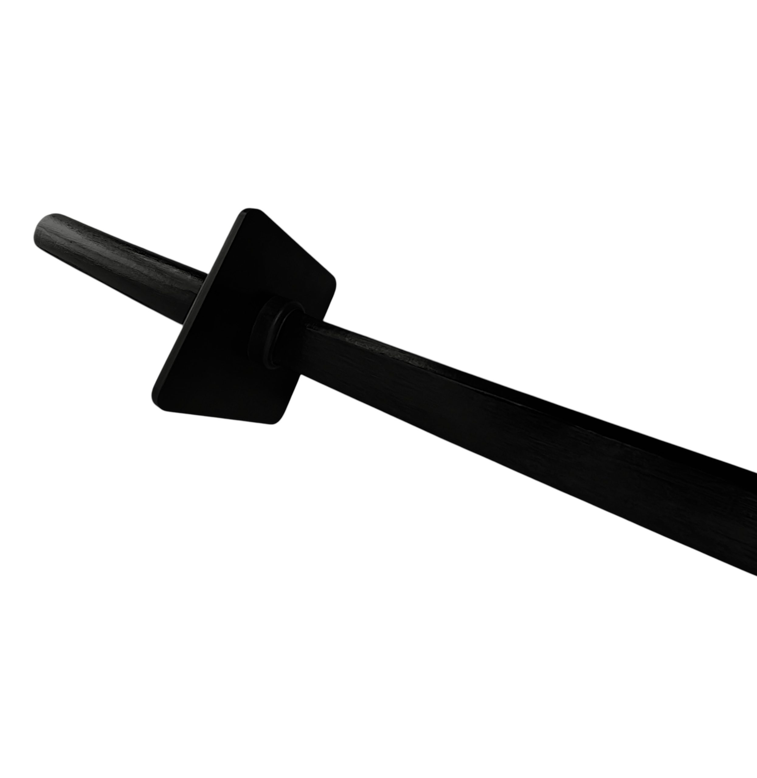 34" Wooden Bokken – Ninja Martial Arts Training Sword with Square Tsuba, Black Finish - Image 2